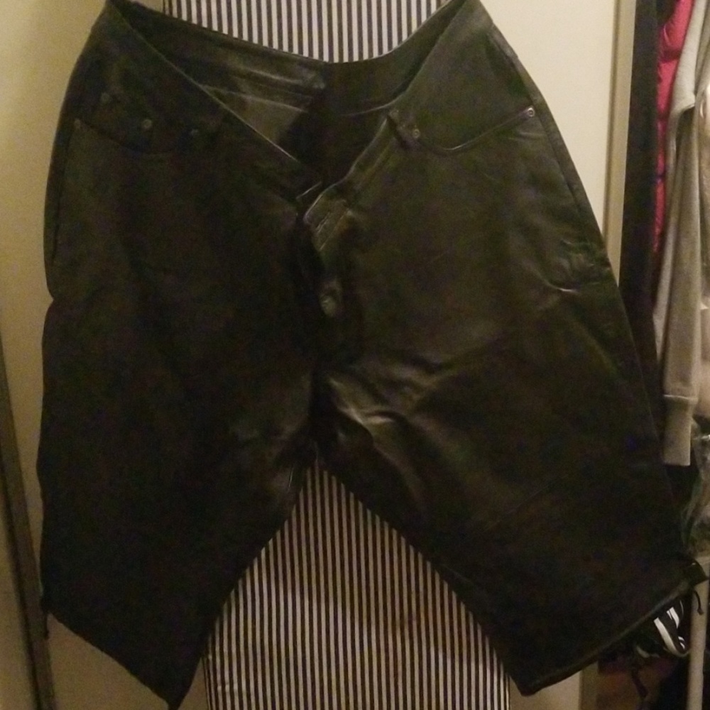 Black leather shorts